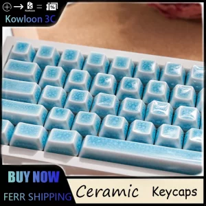 Ceramic Crackle Keycaps Transparent Mechanical Keyboard Original Height 114 Keys Glazed Cross HIFI Gift Customization Waterproof