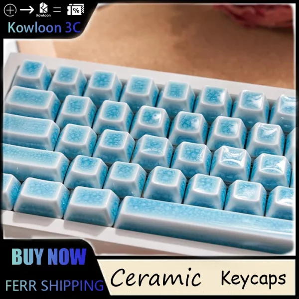 Ceramic Crackle Keycaps Transparent Mechanical Keyboard Original Height 114 Keys Glazed Cross HIFI Gift Customization Waterproof