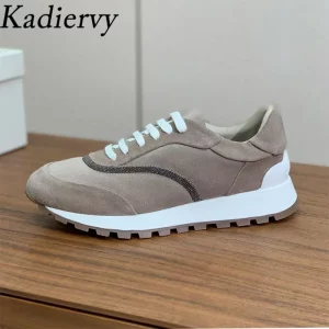 2025 New women's sneakers, round toe,