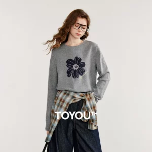 TOYOUTH Women's Knitted Sweater 2025 Autumn