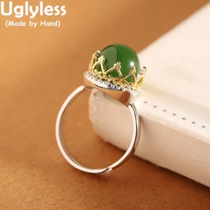 Uglyless rings with natural jasper in the shape of a heart