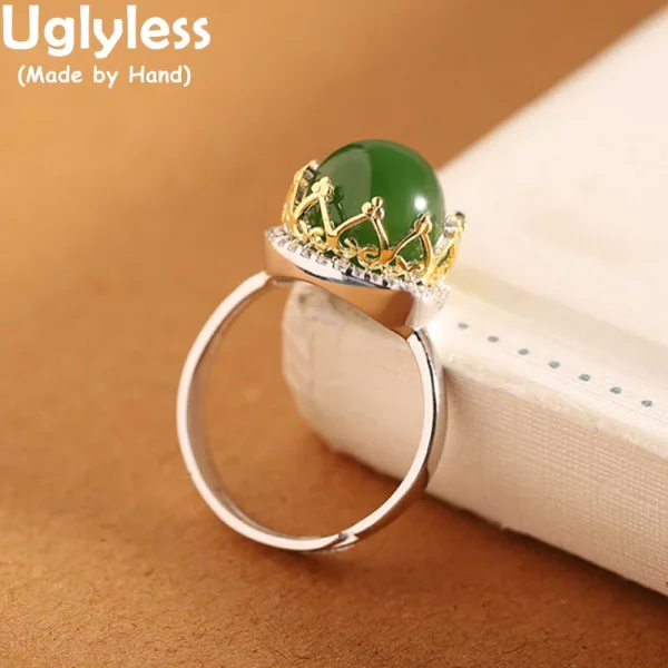 Uglyless rings with natural jasper in the shape of a heart